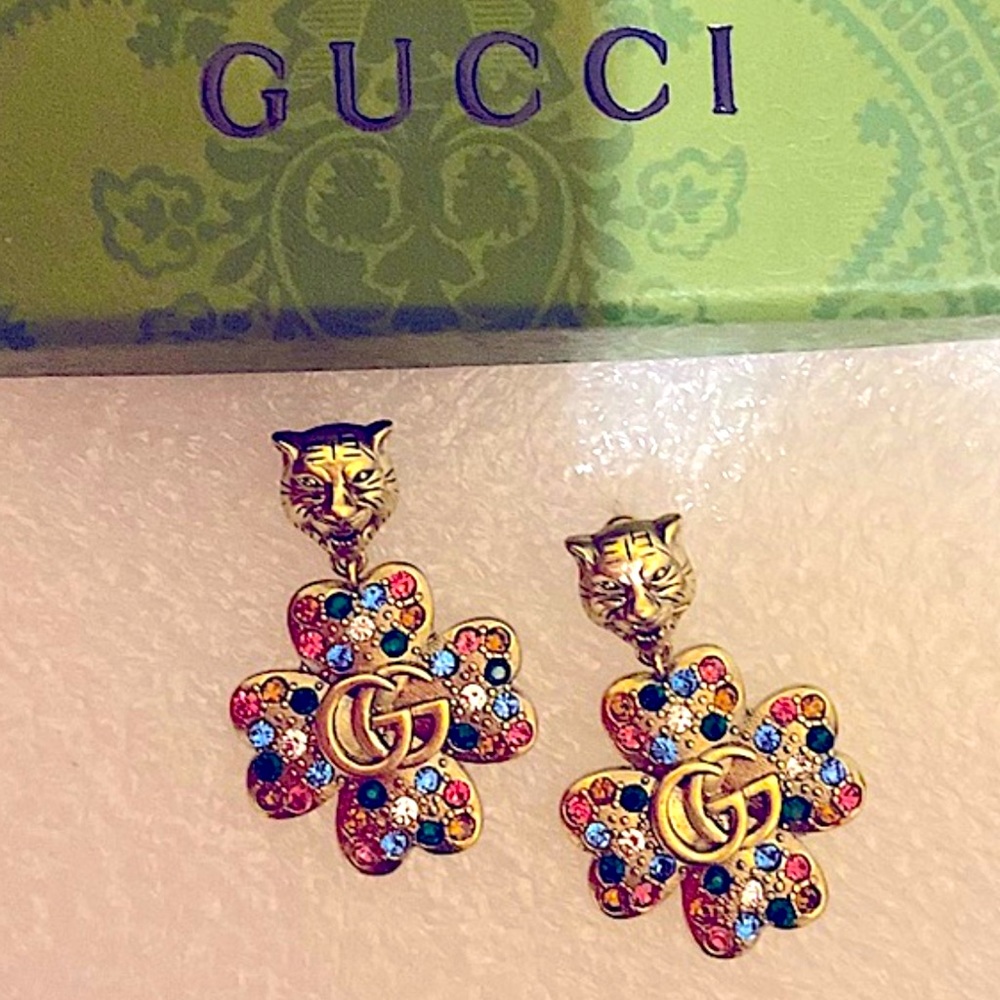 Gucci Feline Head  Earrings Authentic - Picture 5 of 16